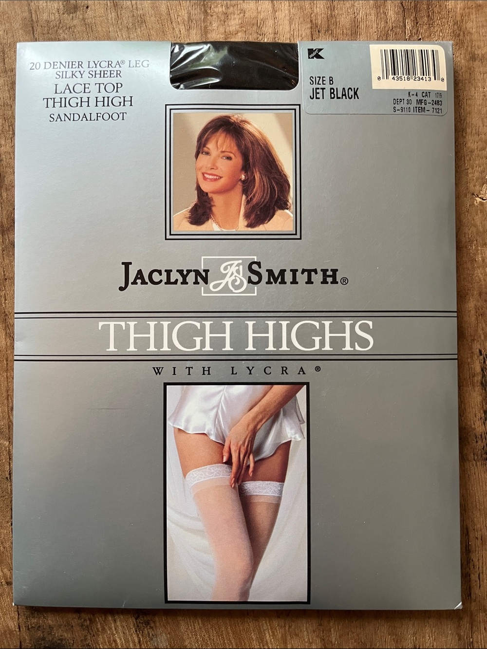Jaclyn Smith Thigh Highs Lace Top Sandalfoot in Jet Black